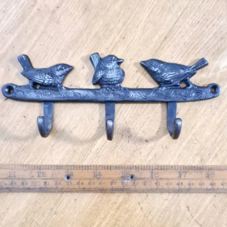 Coat Hook 3 BIRDS 3 Hooks Cast Antique Iron