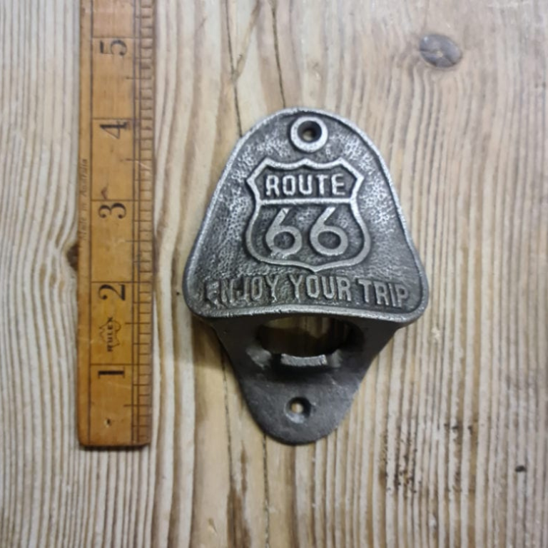 Route 66 cast iron wall mounted bottle opener