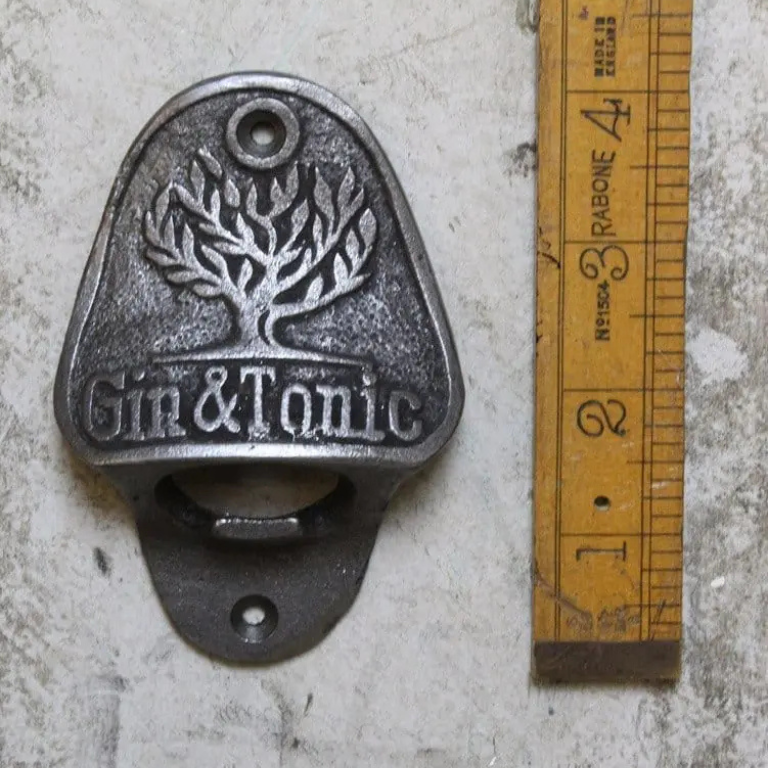 Gin and Tonic wall mounted bottle opener cast antique iron