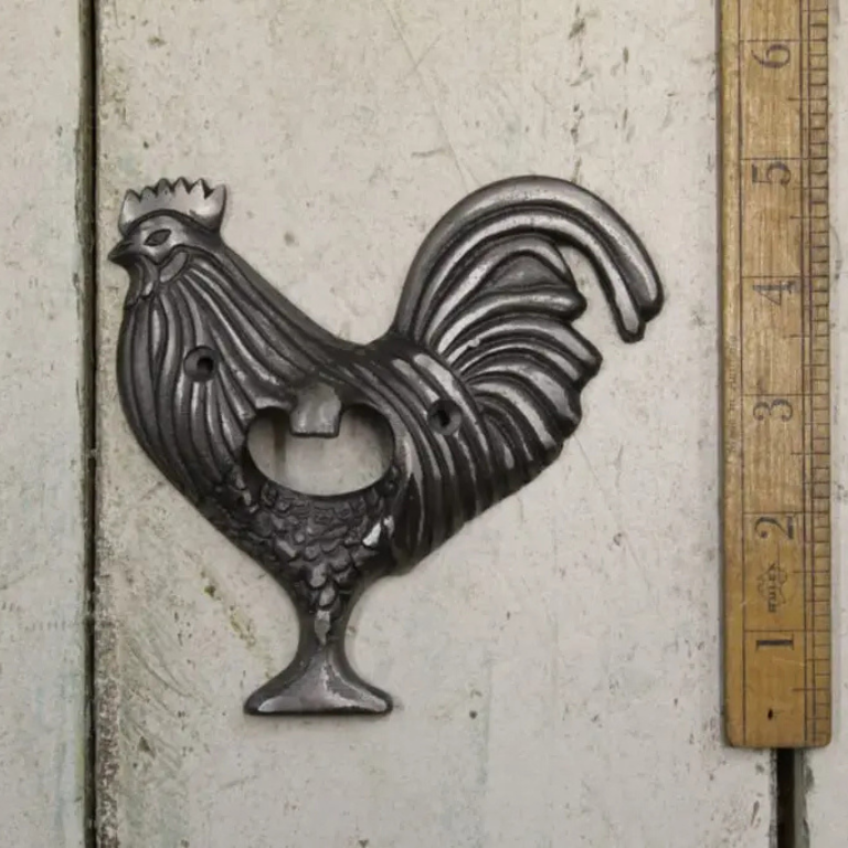 Cockrel shaped cast iron wall mounted bottle opener