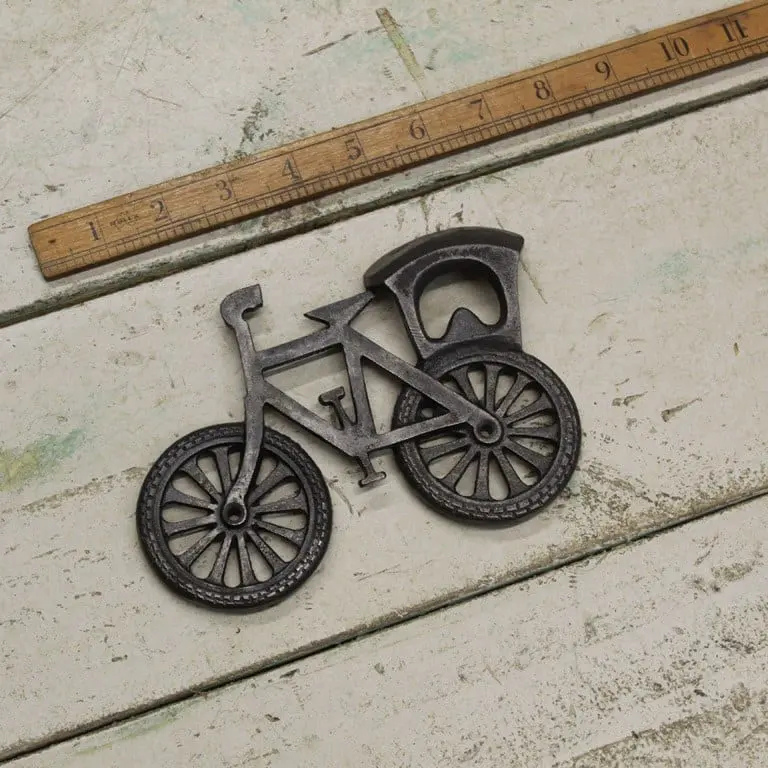 Bike bottle opener wall mounted cast antique iron