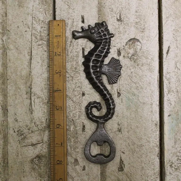 Seahorse hand held bottle opener in cast iron - longer handle