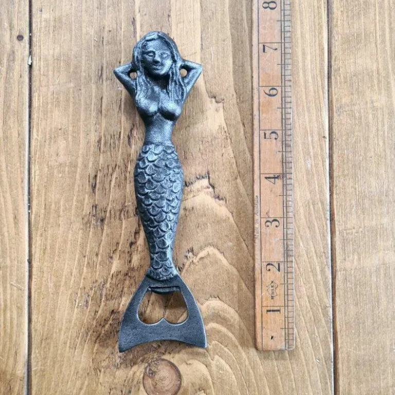 Mermaid cast iron hand held bottle opener