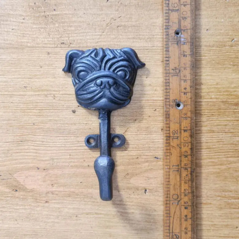bulldog head antique cast iron hook