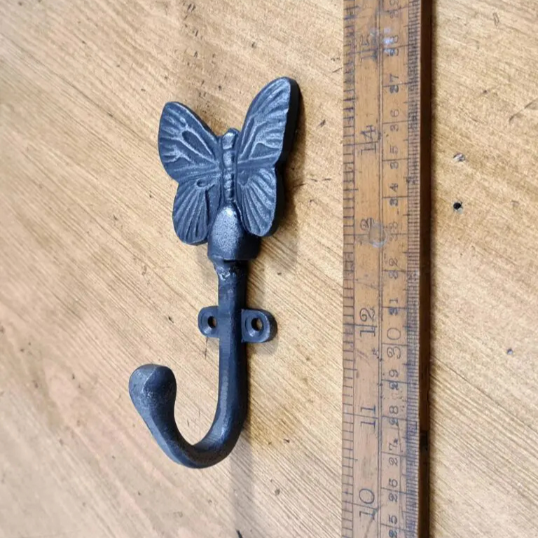 Coat Hook Single Butterfly Cast Antique Iron