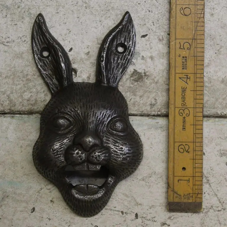 Bottle Opener Wall Mounted HARE HEAD Cast Antique Iron