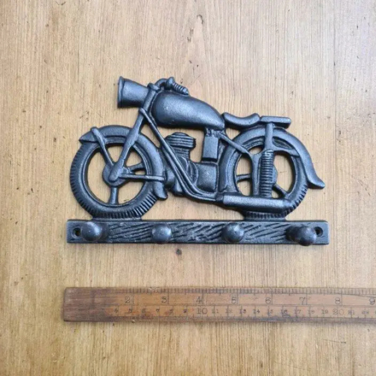 Coat Hook MOTORCYCLE 4 Hooks Cast Antique Iron 210mm