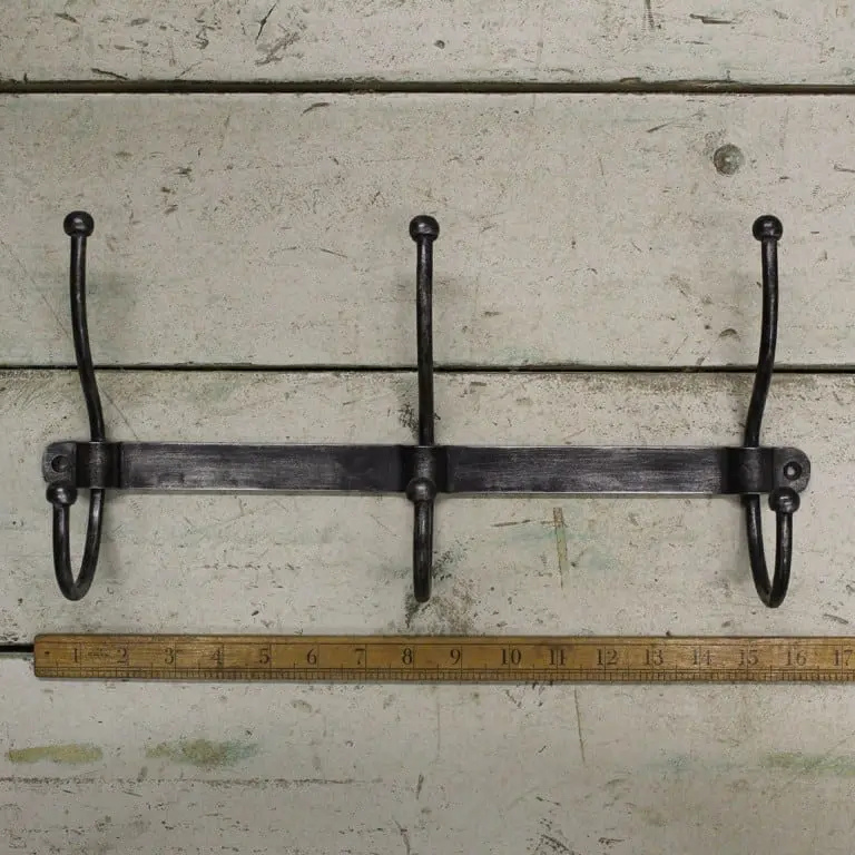 Hook Rail 3 Hook Distressed Galvanized Patina, 3 hooks
