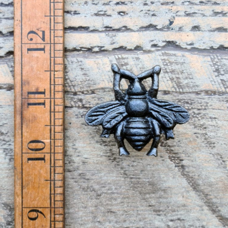furniture knob bee, in black cast antique iron