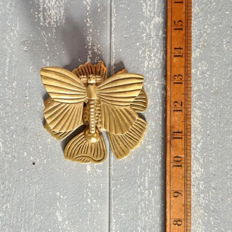 Door Knocker BUTTERFLY Solid Brass, Front Screw Fixing