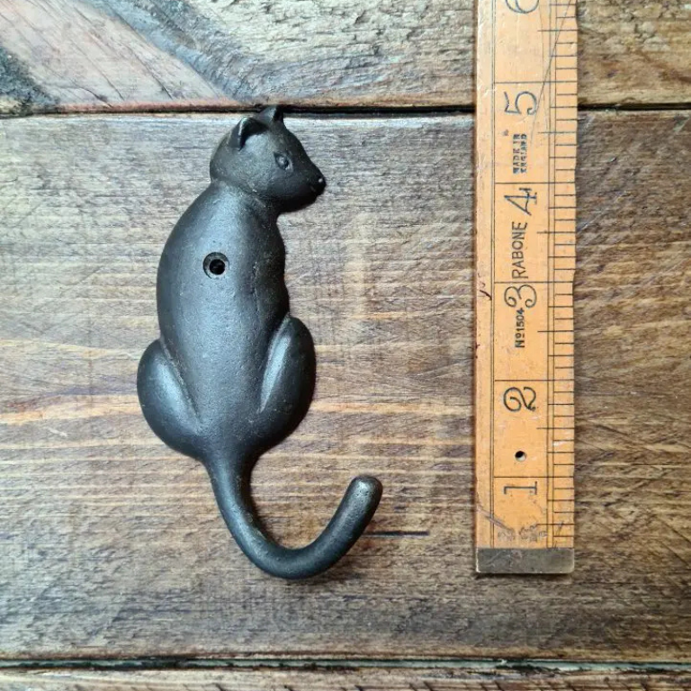 Coat Hook CAT Looking Sideways Cast Antique Iron