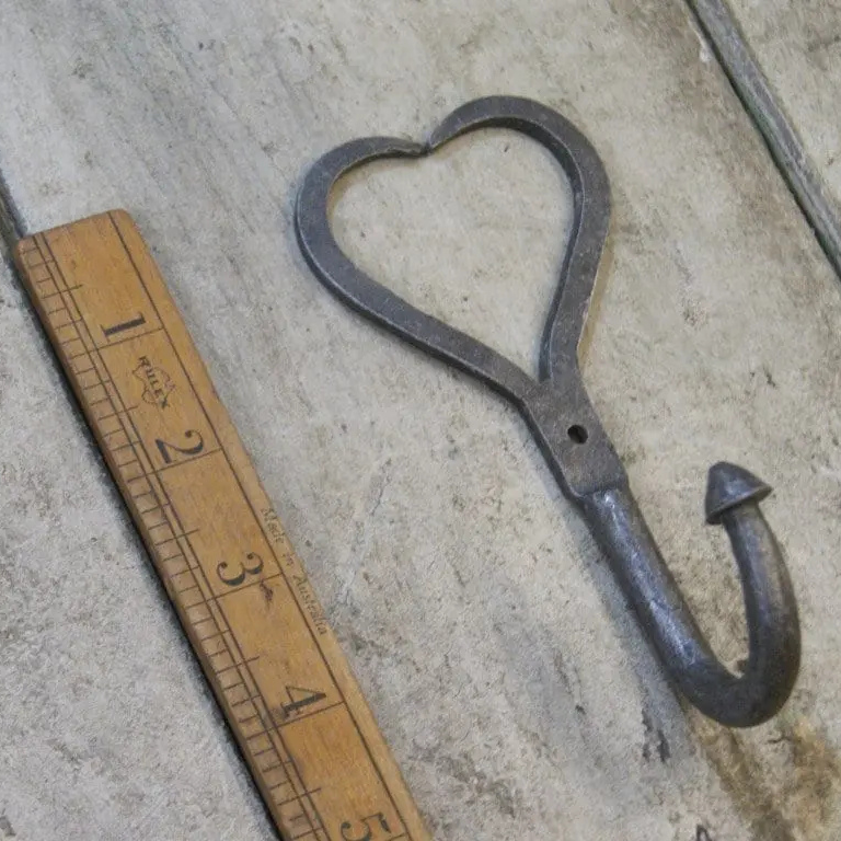 Love Heart Hook Hand Forged Thick Antique Iron
