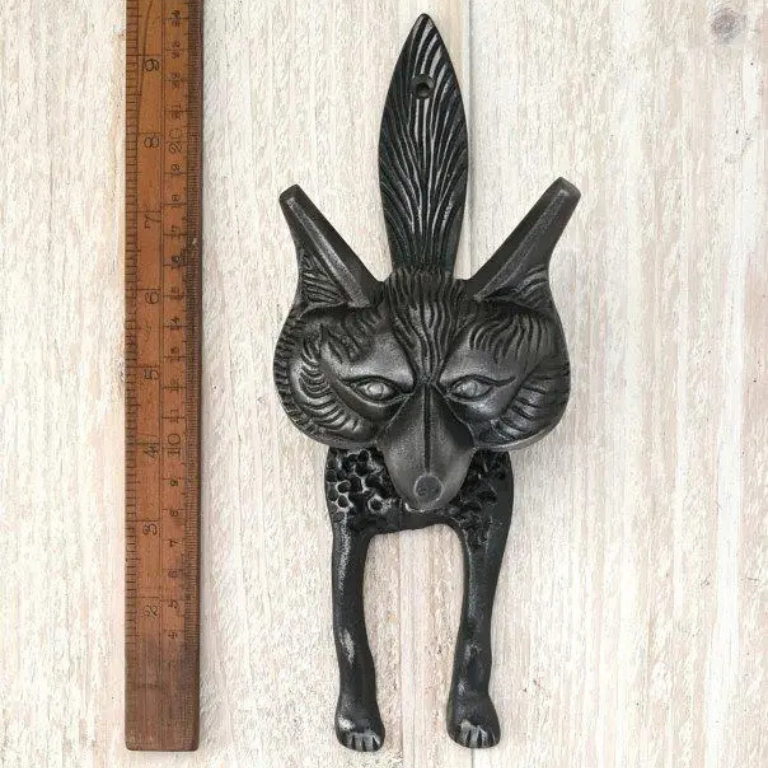 Door Knocker FOX SIERRA Large Cast Antique Iron 240mm