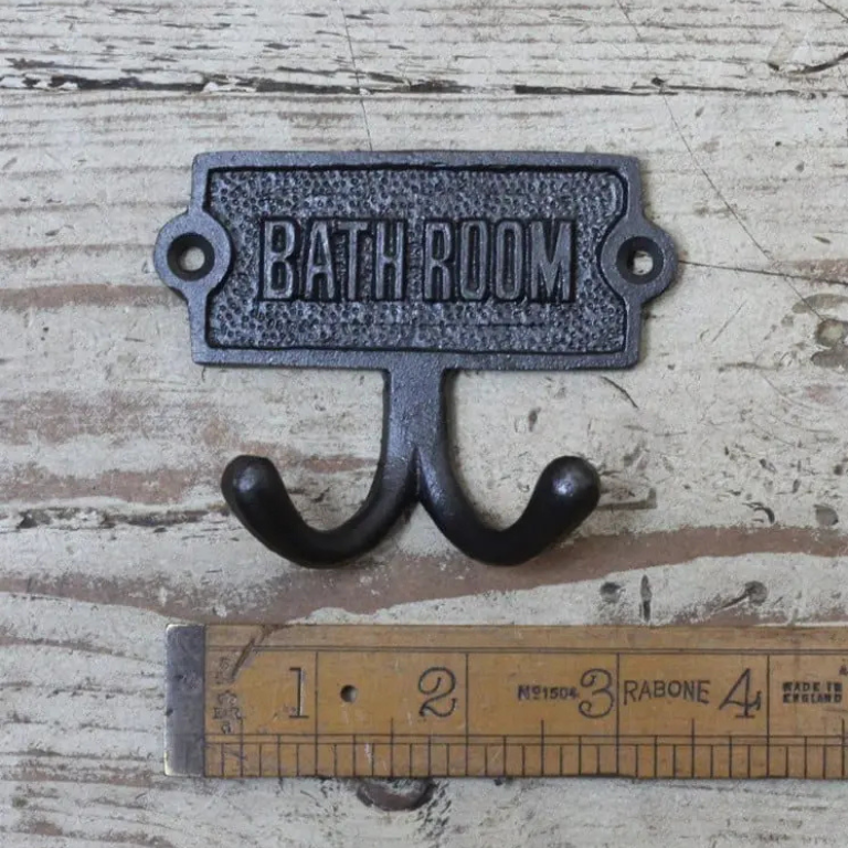 Plaque Robe Hook Double BATHROOM Cast Antique Iron 90mm