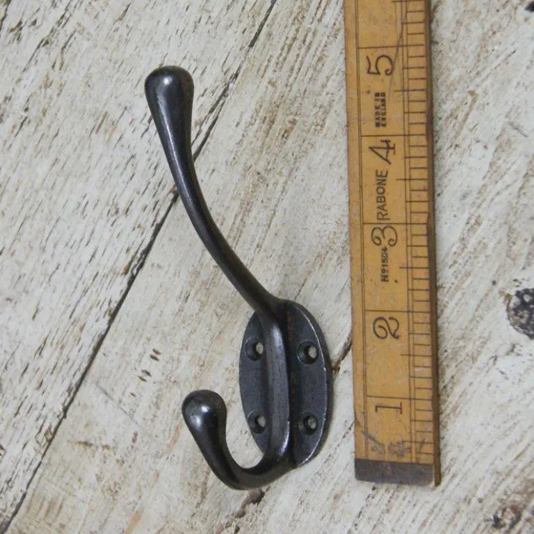 Hat Coat Hook Victorian 4 hole Round Stem Iron